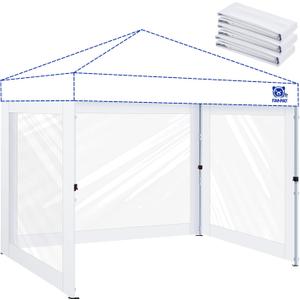 3Pcs Clear Canopy Sidewalls for 10x10 Pop Up Tent, Transparent Window Curtain Cloth, 8 Mil PVC Enclosure Fabric with Zipper and Velcro, Sidewalls Only (White)