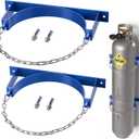 2 Pack Gas Cylinder Wall-Mounted Bracket,Blue Gas Cylinder Fixed Rack,Gas Cylinder Floor Mount Storage Stand,Durable Quality Gas Cylinder Holder with Screws and Safety Chain Supported