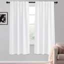 KGORGE 63 inch Curtains 2 Panel Set, Privacy Light Filtering Drapes Thermal Insulation Noise Reducing Curtains for Kids Room Living Room Closet Cover, W52 x L63 inches, White, 2 Panels