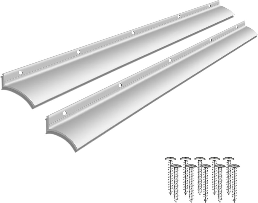 51 Inch Anodized Aluminum Door Drip Cap, 3 Pcs Rain Drip Guard Edge Overall Height 1-1/2 Inches Rain Deflector for House Door Top Weatherstrip