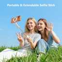 [3 in 1] Magnetic Phone Camera Shutter Grip, Extendable Selfie Stick & Tripod Portable for Magsafe iPhone & Android with Detachable Wireless Shutter Button Remote Control Ergonomic Handle - White
