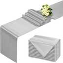 BDDC Silver Table Runner 12x108 Inch  4 Pack Satin Table Runners, Smooth Table Runner for Party Wedding Banquets Birthday