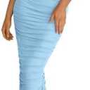 PRETTYGARDEN Womens 2025 Summer Off The Shoulder Dress Ruched Bodycon Sleeveless Split Cocktail Party Maxi Dresses XL