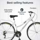 Schwinn Discover Adult Hybrid Bike for Men and Women, 700c Wheels, 21-Speeds, 19-Inch Aluminum Step-Over Frame, Front and Rear Fenders, Rear Cargo Rack, White