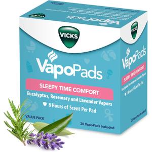 Vicks VapoPads Sleepy Time Comfort - Vapor Pads Refill for Vicks Humidifiers and Steam Inhalers - Rosemary, Lavender, and Eucalyptus, 20-Pack, Box Color May Vary