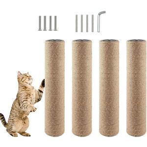 MUYG 4 Pcs CatScratchingPostReplacement for Indoor 15.7 x 3.1 InchesCatsTreeReplacementParts Natural Jute Pole Part Cat Scratch Posts Refill with M8 Screws Spare Cat Furniture Accessories