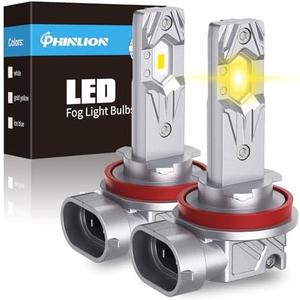PHINLION H11 LED Fog Light Bulbs, 3000K Golden Yellow, 12000 Lumens 800% Brightness Super Bright H16 H8 LED Fog Lights, 1:1 Mini Size, Plug and Play, Pack of 2