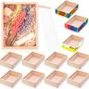 Thyle 12 Pcs Unfinished Wood Boxes, 6.3 x 4.9 x 1.8 Inch Small Rectangle Crates Wooden Box with Lid for DIY Birthday Party Favor Gift Supplies