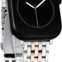 Seven-link Watch Band for Apple Watch Series 11, 10, 9, 8, 7, 6, 5, 4, 3, 2, 1 and SE 3/2/1 for Women, Dressy Stainless Steel Metal Band for Apple Watch 40mm 41mm 42mm 38mm 44mm 45mm 46mm for iWatch