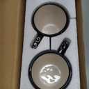 Espresso Cups Set of 2 | 4 oz Small Espresso Cups | Turkish Tea Cups | Demitasse Mugs with Handle | Modern Stackable Ceramic Espresso Mugs Set (Green/Blue)