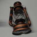 Vintage LED Hurricane Lantern, Warm White Battery Operated, Antique Metal Hanging Lantern with Dimmer Switch, 15 LEDs, 150 Lumen for Indoor or Outdoor Use (Copper)
