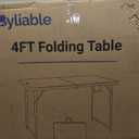 Byliable Folding Table 4 Foot Portable Heavy Duty Plastic Fold-in-Half Utility Table Small Indoor Outdoor Adjustable Height Folding with Carrying Handle, Camping and Party, White