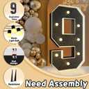 imprsv Marquee Numbers Black 3FT: Black Party Decor - Light Up Number 9 Large 3 Feet Tall - Birthday Decorations for Him Her 9th 90th