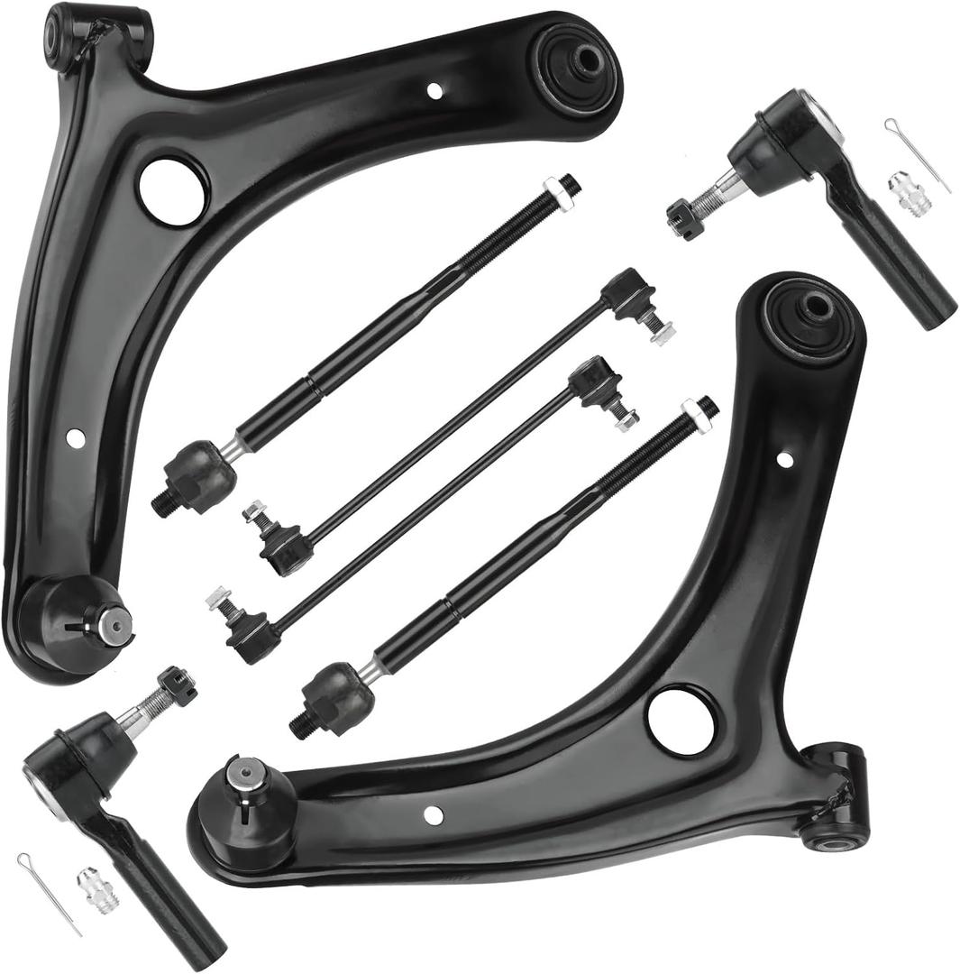 8PCS Front Suspension Lower Control Arms with Ball Joint Kit for Dodge Caliber 2009-2012, for Jeep Compass Patriot 2007-2017 w/Ball Joint Suspension Kit K80258 EV80645 ES800408