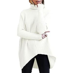ANRABESS Womens Oversized Turtleneck Batwing Long Sleeve Casual Cozy Baggy Knit Pullover Tunic Sweater 2025 Fall Outfits, Size Small