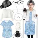 Luucio Old Lady Costume for Kids, 100th Day of School Costume for Girls with Grandma Costume, Kids Old Lady Costume for Kids (Medium, 5-7 Year)