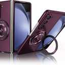 Compatible with Samsung Galaxy Z Fold 5,Magnetic Stand Ring Holder Shockproof Slim Cell Cover Protective,Phone Cover Case for Samsung Galaxy Z Fold 5 (Purple)