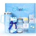 Mothers Day Gifts for Mom, Self Care Gift Basket for Women, Relaxation Spa Gift Set with Tumbler, Blue Ocean Gift Baskets for Mom, Wife, Grandma
