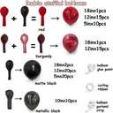 Black Red Balloon Arch Double Stuffed Black Burgundy Maroon Balloons Dark Ruby Red Metallic Balloon Garland Kit for Birthday Wedding Anniversary Graduation Party Decorations