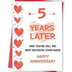 2 x FANCYLUCKY Happy 5th Anniversary Card for Husband Wife, Wood Anniversary Card Gifts for Him Her, 5 Years Married Gift for Husband Wife