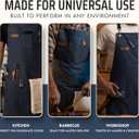 Asaya Chef and BBQ Apron with Bottle Opener and Hand Towel - 10oz Cotton Canvas, Stainless Steel Hardware - Cross Back Straps (Blue)