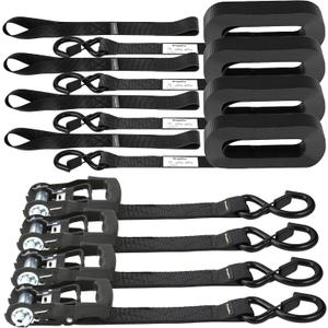 Ratchet Straps, 1'' x 15 FT - 2317 lb Break Strength Tie Down Straps Heavy Duty, 4 Pack Black Cargo Straps Ratcheting with Safety S Hook for Moving Appliances, Motorcycle, Trucks, Kayaks