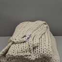 Nuzzie Chunky Knit Weighted Blanket - Breathable, Cooling, Hand Made Knit Throw Blanket for Sleep - Machine Washable, Stylish Decor Design (Cream, Queen | 28lbs | 80"x80")