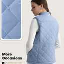 Women's Vest, Quilted Puffer Water-Resistant Zip With Pockets (Blue, XL)