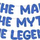 FuWeave Pre Strung The Man The Myth The Legend Glitter Banner Men's Birthday 9.8 ft Banner Birthday Party Decorations Bachelor Party Retirement Party Garland Bunting for Men Gifts (Navy Blue)