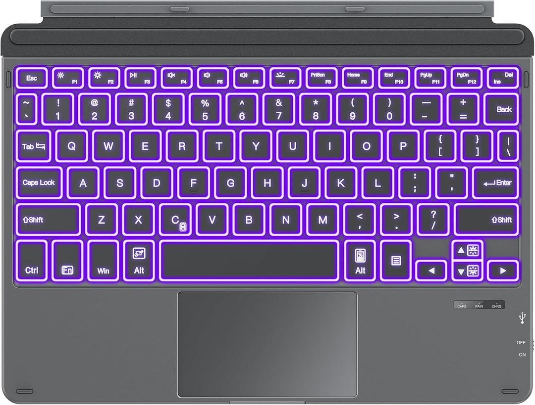 OMOTON Keyboard for Surface Go 4/3 /2/1, Bluetooth Type Cover for Surface Go, 7-Color Backlit, Ultra-Slim Wireless Keyboard with Touchpad, Built-in Rechargeable Battery
