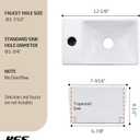 KES Floating Sink, Small Mini Vessel Sink Bathroom 12" X 7" for Tiny Bathrooms Wall Mount Sink Left Hand (Sink Only) White, BWS100L
