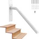 16 Inch White Stair Handrails for 1-3 Steps, Munzong Anti-Slip SUS304 Stainless Steel Hand Rail for Stairs, Knurled Safety Grab Bar for Outdoor Garage Porch Entry Interior Exterior Stairway-1.25 Tube