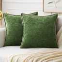 MIULEE Pack of 2 Summer Throw Pillow Covers 16x16 Inch Aqua Green Farmhouse Decorative Pillow Covers with Stitched Edge Soft Chenille Solid Dyed Pillow Covers for Couch Sofa Bed Living Room