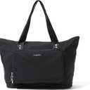 Baggallini Carryall Expandable Lightweight Travel Tote 22" Packable Folding Compact Nylon Washable Weekender w/Luggage Sleeve (One Size, Black)