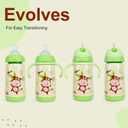 Stainless Steel Insulated Baby Bottle 10oz Medium-Flow Nipple & Straw Lid with Removable Handles, Thermal Water Bottle for Toddler BPA and Phthalates-Free (Monkey)