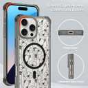 iPhone 16 Pro Max Case - Four-Corner Shockproof, Magnetic, Clear Black Flowers Design