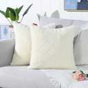MANDIOO Pack of 2 Cream Yellow Faux Fur Fuzzy Cozy Soft Decorative Throw Pillow Covers Set Cushion Cases Pillowcases for Sofa Bedroom Car 20x20 Inches (20" x 20" (Pack of 2))