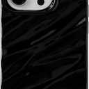Caseative for iPhone 14 Pro Case,Water Ripple Pattern Curly Wave Shape Soft Phone Case (Black)