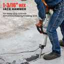 30 lb. Demolition Jack Hammer with 1-3/16" Hex Shank, 1700W 14-Amp Heavy Duty Corded Electric Concrete Demo Chipping Breaker with Carrying Case, Flat & Bull Point Chisel