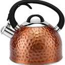 HRHongRui Copper Tea Kettle Stainless Steel Teapot Whistling Kettle Unique Button Control Kettle Outlet Loud Whistle Food Grade Teapot 3.2 Quart / 3 Liter Bronze