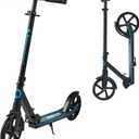 VEVOR Kick Scooter for Kids, Teens & Adults, 2-Wheel Adjustable Height Folding Scooter with Anti-Slip Deck & Light-Up Wheels, Supports 110 lbs & 220 lbs, Blue & Black Colors