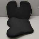 Gel Seat Cushion & Lumbar Support Pillow Set, Cooling Memory Foam for Tailbone & Sciatica Pain Relief, Ergonomic Office Chair Cushion with Breathable Mesh Cover for Car, Home, Wheelchair (Black)