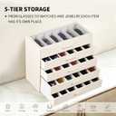 AUTORK PU Leather Sunglasses Organizer Case with Lock,5-Layer 30-Slot Eyeglass Display Box with Drawer,Glass Top Jewelry Storage Holder for Men Women,Ideal Gift for Desktop,Beige,MKAWD02
