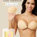 Niidor Adhesive Bra Strapless Sticky Invisible Push up Silicone Bra for Backless Dress with Reusable Nipple Covers size B