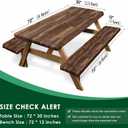 Picnic Table Cover with Bench Covers Elastic Edges, Brown Wood Fitted Table Cover, Outdoor Patio Camping Essentials 72 Inch 3PCS, Waterproof Camping Fitted Tablecloth with Drawstring Bag