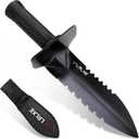 Metal Detector Shovel, Heavy Duty Double Serrated Edge Digging Tool with Belt Loop Sheath, Multifunctional Digger for Metal Detecting, Camping, Gardening, Weeding & Planting