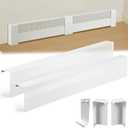 Tandefio Adjustable 3-6 FT Baseboard Heater Cover with End Caps Heater for Radiators Galvanized Steel Easy Slip on for Hydronic and Electric Base Board Heaters Covers with Large Small Holes