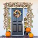 Riceshoot 2 Pcs Thanksgiving Fall Maple Leaves Garland 6 ft Hanging White Cream Neutral Autumn Fall Garland Table Decoration for Mantel Fireplace Porch Front Door Christmas Home Decor