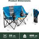 SUNNYFEEL Folding Double Camping Chair, Oversized Loveseat Chair, Heavy Duty Portable/Foldable Lawn Chair with Storage for Outside/Outdoor/Travel/Picnic, Fold Up Camp Chairs for Adults 2 People, Non-heated