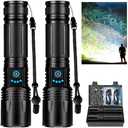 Rechargeable Flashlights High Lumens, 99,000 Lumens Super Bright Led Flashlights with 5 Modes & Waterproof, Powerful Handheld Flashlight for Camping Home (2 Pack)
